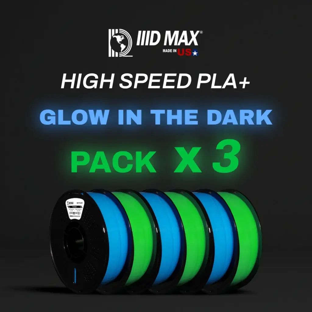 3 x 1kg – IIID MAX – High Speed PLA+ Glow Filament